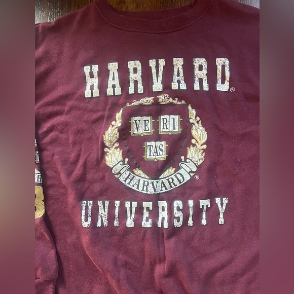 Vintage Harvard Sweatshirt XL Red University Student Spellout Logo Sweater - Picture 2 of 7